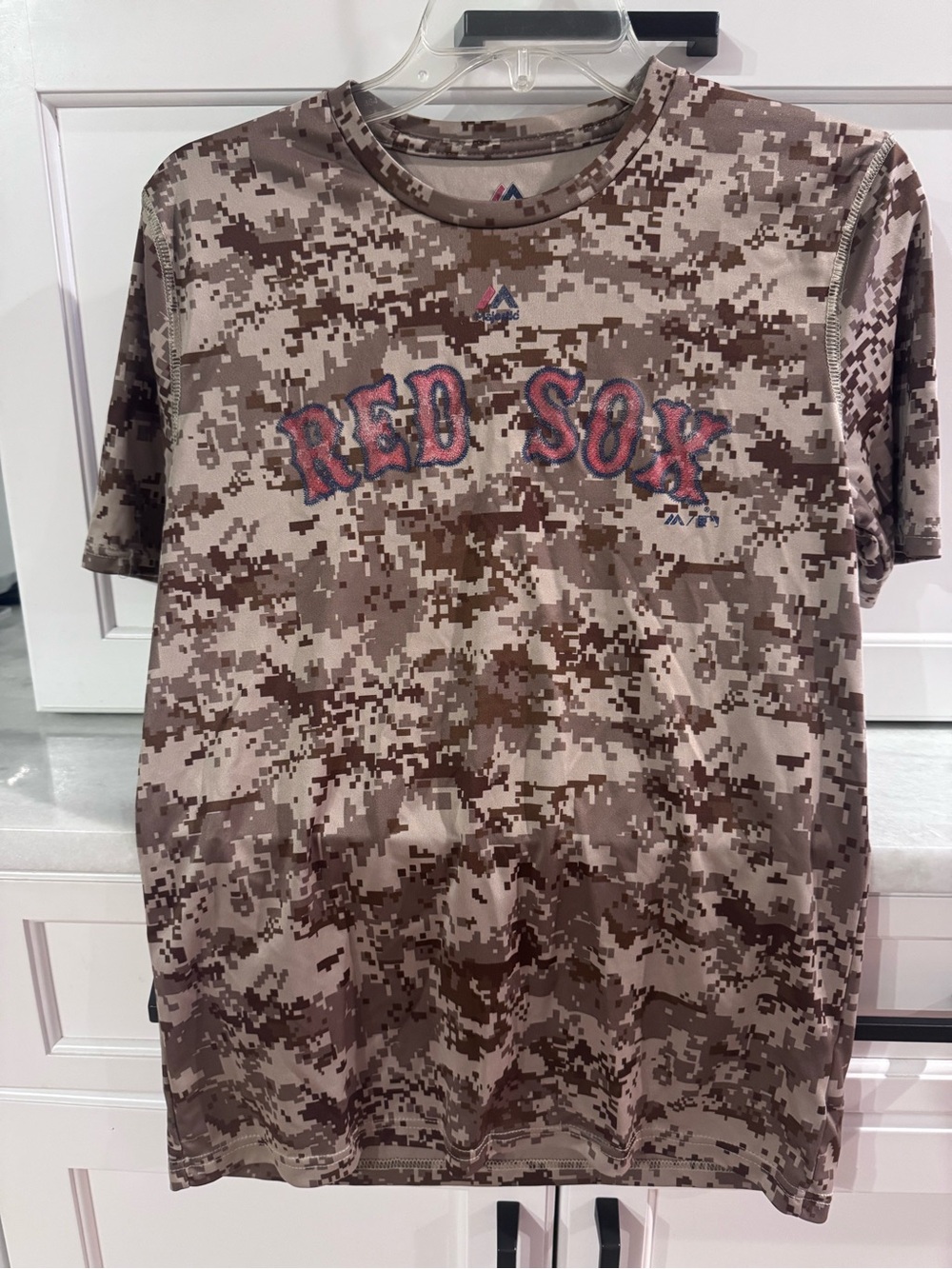 Majestic Beige & Brown Camo Boston Red Sox Short Sleeve Shirt